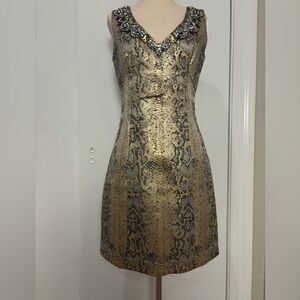 Laundry by Shelli Segal Jeweled Neckline Snake Print Mini Dress Size 4
